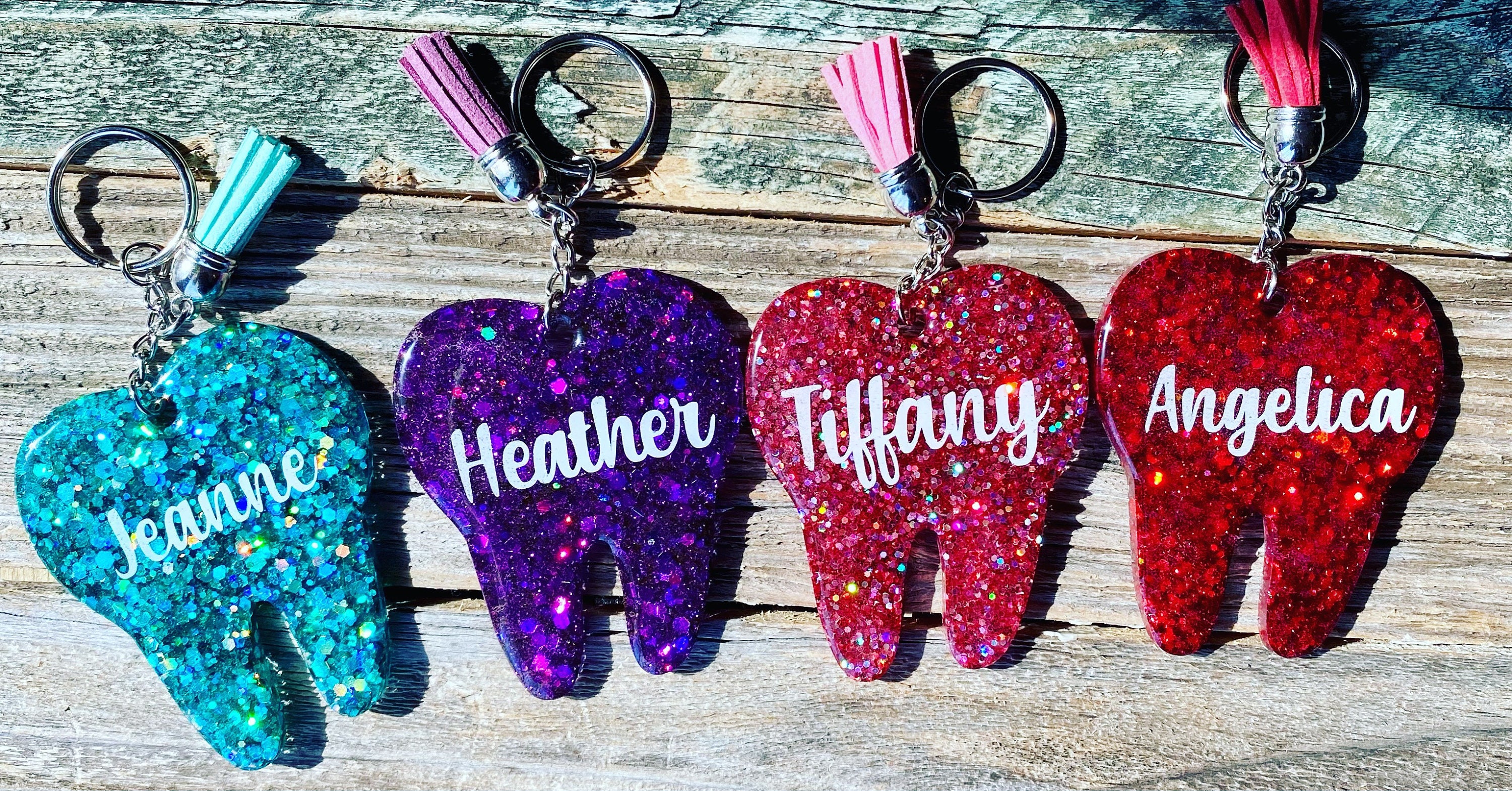 Personalized Resin Tooth Keychain Gift Dentist Dental Etsy