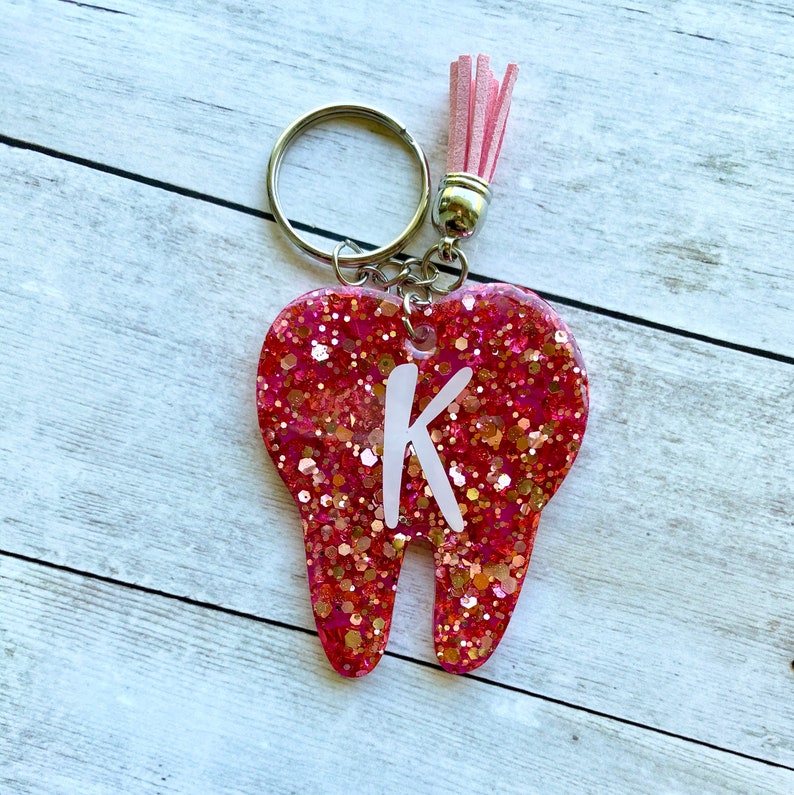Personalized resin tooth keychain gift dentist dental Etsy
