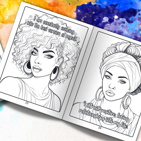 Black Women Affirmation Coloring Book: Grayscale Art for Adults - Etsy