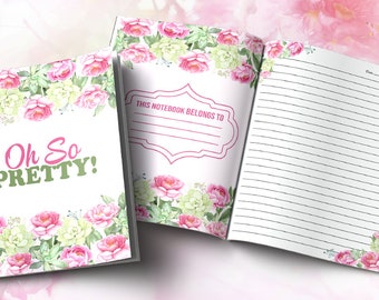 Carnet de notes floral rose à colorier : journal quotidien des enfants