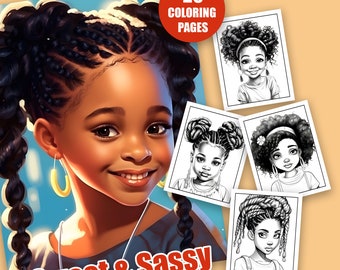 Kleurboek Black Girl grijswaarden: Afrikaanse mode voor volwassenen en kinderen (afdrukbare pdf)