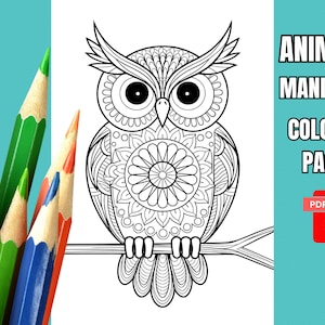50 Mandala Animal Coloring Pages | Printable Adult Coloring Book | Instant Download | Stress Relief | Digital Coloring Sheets
