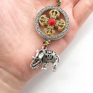 Tibetan Elephant Charm | Charm Hanging | Protection Amulet, Car Rear View Mirror Accessory