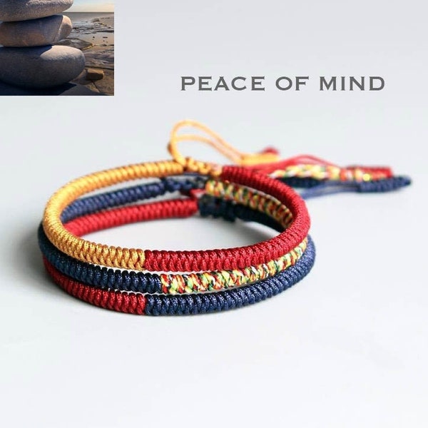 Peace of Mind Tibetan Lucky Rope Knot Bracelet, Braided Bracelet, Yoga Bracelet, Chakra, Meditation Bracelet, Prayer, his and hers bracelet