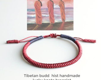 Zen Firebrick mix Blue Tibetaanse handgemaakte Lucky Rope knopen armband, gevlochten, meditatie, yoga, chakra, mannen vrouwen, soulmate