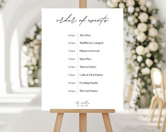 結婚式の進行表タイムラインA1テンプレート – 編集可能なCanvaテンプレート、結婚式のステーショナリー用DIYテンプレート