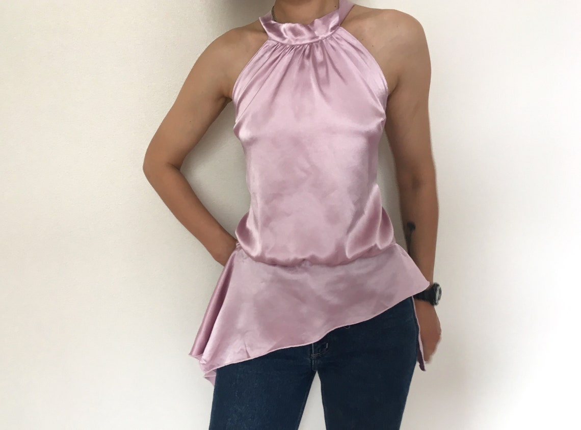 Satin Halter Neck Top 90's Size Small S/ Vintage Cocktail | Etsy