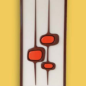 Mid century modern - Witco Wood wall art, Handcarved wood wall sculpture with orange color, Inspired by 1960's art and architecture