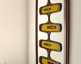 Mid Century Modern Wood Wall Art: Witco Inspired, Yellow Accent