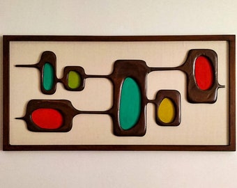 Mid Century Modern Wood Wall Art: Atomic Age Witco Sculpture