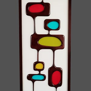 Mid Century Modern  Wall Art: Wood Atomic Geometric Design (20x40 in)