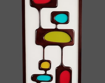 Mid Century Modern  Wall Art: Wood Atomic Geometric Design (20x40 in)