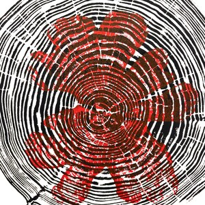 Red & Black | Handmade Tree Ring Print from Fallen Tree | Wood Grain Art | Nature Wall Decor | Made in Tijeras, NM |Forest-Inspired Wall Art