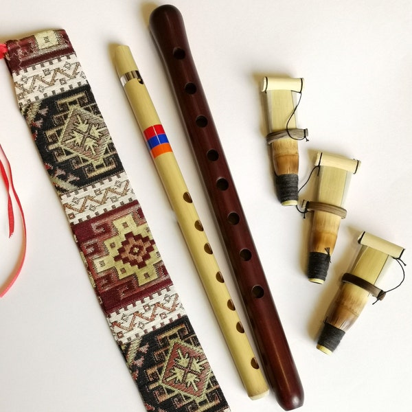 Armenian professional apricot duduk 3 reeds + national case