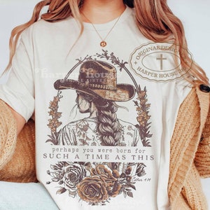 Western PNG Esther 4:14 For Such a Time as This Christian Sublimation Designs Vintage Cowgirl Aesthetic PNG Boho DTF Transfers Religious Svg