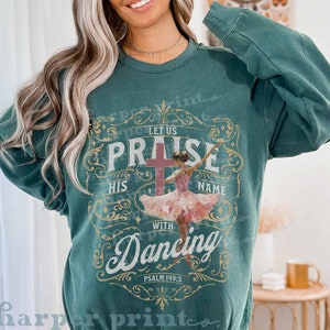 Ballerina png christelijke sublimatie ontwerpen voor balletdans moeder tshirt ontwerpen met bijbelvers psalm 149:3 DTF-afdrukken boho png kinderen geen svg