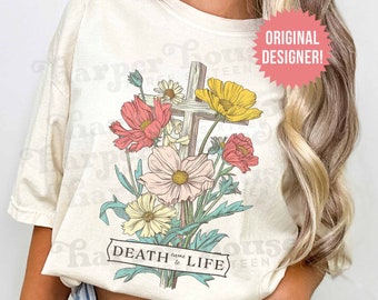 Floral Cross PNG Easter Sublimation Designs Christian PNG Files for Sublimation Flower Shirt Designs for DTF Transfers Easter Shirt Png Cute