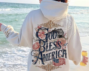 4th of July Png God Bless America Vintage Tshirt Designs for DTF Transfers and Sublimation Printing Christian PNG Patriotic Clipart Boho PNG