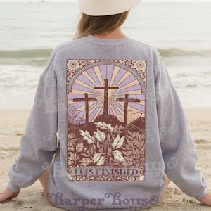 Easter PNG It is Finished Sublimation Designs Christian Cross PNG Files for Sublimation Aesthetic Jesus Shirt Designs for DTF Transfers