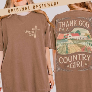 Graças a Deus, sou uma garota do campo, designs de sublimação, fé, png, vintage, fazenda, mãe, dtf, transferência, fazendeiro, esposa, presentes, boho, camisetas, designs, mulheres, ffa, svg