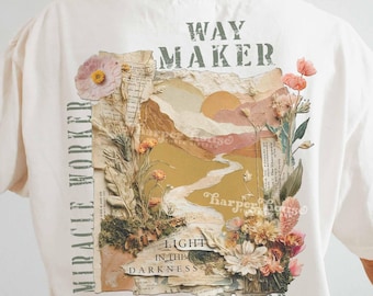 Waymaker Tshirt Designs Faith PNG Christian DTF Trendy Boho Sublimation Designs for Shirts Jesus Clipart Floral Desert PNG Religious Svg