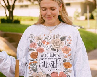 Blessed Mama PNG Proverbs 31 Png Trendy Mom Tshirt Sublimation Designs Floral Mama Png Christian DTF Transfers Mom Bible Verse Shirt PNG