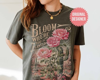 Cactus PNG Bloom Where You are Planted Boho Sublimation Designs Western Shirt PNG Files Dtf Transfers Commercial Use Vintage Tshirt Designs