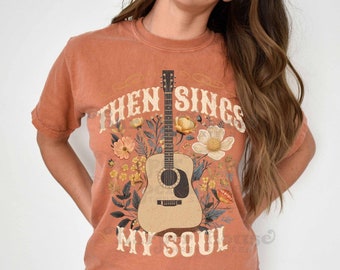 Disegni di sublimazione PNG retrò western, quindi file PNG "Sings My Soul", trasferimenti DTF, disegni di magliette floreali PNG per magliette cristiane per l'estate in formato SVG