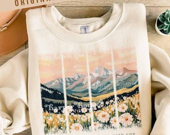 Christian Brushstroke PNG Inspirational Sublimation Designs Bible Verse Tshirt Designs Spring PNG Watercolor Mountain DTF Designs Trendy Png