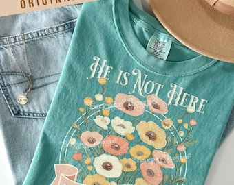 Ha resucitado PNG Diseños de camisetas con flores bohemias Camisetas de primavera más vendidas Pascua PNG Lindas transferencias DTF de Pascua Svg religioso Clipart floral