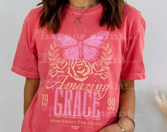 Amazing Grace PNG Christian Sublimation Designs Downloads Jesus Aesthetic Clothing Bible Verse Cute Summer Tshirt Designs DTF Prints No SVG