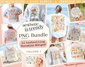 Christian PNG Bundle Trendy Summer Sublimation Designs for Tshirts Religious DTF Designs Jesus Shirt PNG Bible Verse Svg Retro Sublimation