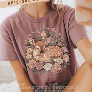 Psalm 23 Herfst Png Bosdieren Sublimatieontwerpen Boho Bloemen DTF Transfers Herfst T-shirts Trending Png Schattig Hert Clipart Cottagecore PNG afbeelding 1