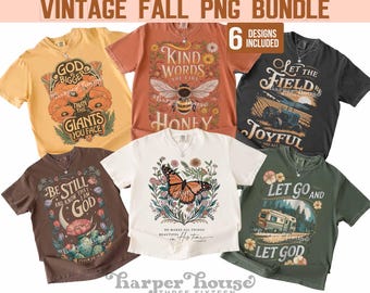 Boho Fall PNG Bundle Vintage Halloween Shirt Designs Christian PNG Bible Verse Fall Clipart Digital Graphics for Sublimation Designs Floral