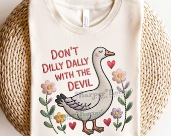 Cute Goose PNG Kids Christian Tshirt Designs Silly Goose DTF Transfers for Kids Shirts Christian Png Flower Faux Embroidery Sublimation PNG