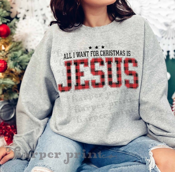 Jesus Shirt PNG Christmas Sublimation Designs Downloads Red and Black Buffalo Plaid PNG for Shirts DTF Designs Christmas Varsity png no svg