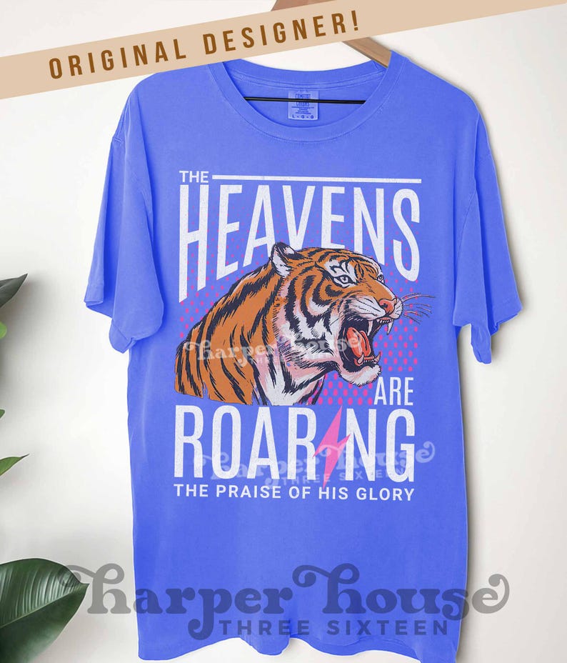 The Heavens are Roaring PNG Christian T Shirt Designs for Women Bible Verse PNG 90s Aesthetic Clothing 80s Graphic Tees Retro Jesus Tshirts image 2