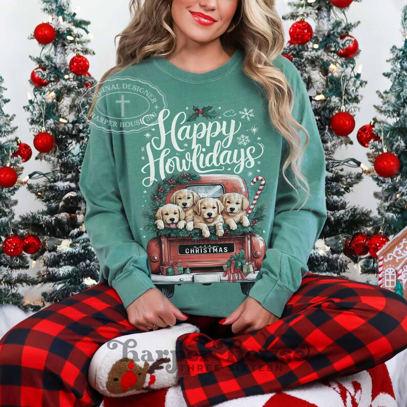 Christmas Puppies PNG Merry Christmas Sublimation Designs Red Truck PNG