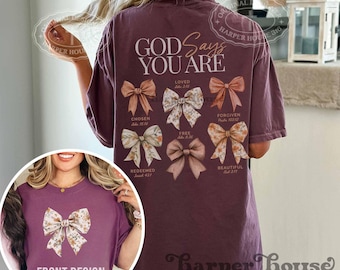God Says You Are PNG Coquette Bow Fall Sublimation Designs Shirt PNG Thanksgiving Tshirt Designs Christian PNG Trendy Dtf Designs Bible Png