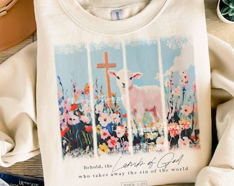 Diseños de sublimación de cordero de Dios para Pascua, PNG, diseños de camisetas cristianas de Pascua, clipart de acuarela, PNG estético, DTF de Pascua, los más vendidos, PNG lindo
