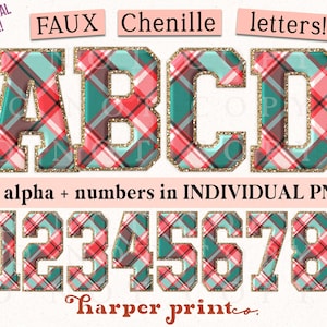 Christmas Letters PNG Alphabet for Sublimation Designs Downloads PNG Bundle Christmas Plaid Alpha Clipart Red and Green Tartan Plaid Alpha
