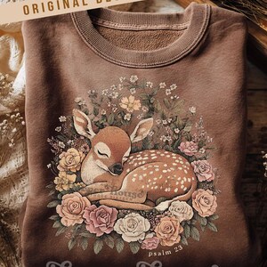 Psalm 23 Herfst Png Bosdieren Sublimatieontwerpen Boho Bloemen DTF Transfers Herfst T-shirts Trending Png Schattig Hert Clipart Cottagecore PNG afbeelding 2