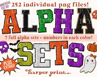 Faux Chenille Alphabet PNG Varsity Letters, Halloween Clipart & Patches, Sublimation Designs Downloads, PNG Bundle, No SVG, Printable Alpha
