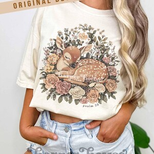 Psalm 23 Herfst Png Bosdieren Sublimatieontwerpen Boho Bloemen DTF Transfers Herfst T-shirts Trending Png Schattig Hert Clipart Cottagecore PNG afbeelding 6