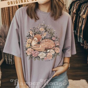Psalm 23 Herfst Png Bosdieren Sublimatieontwerpen Boho Bloemen DTF Transfers Herfst T-shirts Trending Png Schattig Hert Clipart Cottagecore PNG afbeelding 3