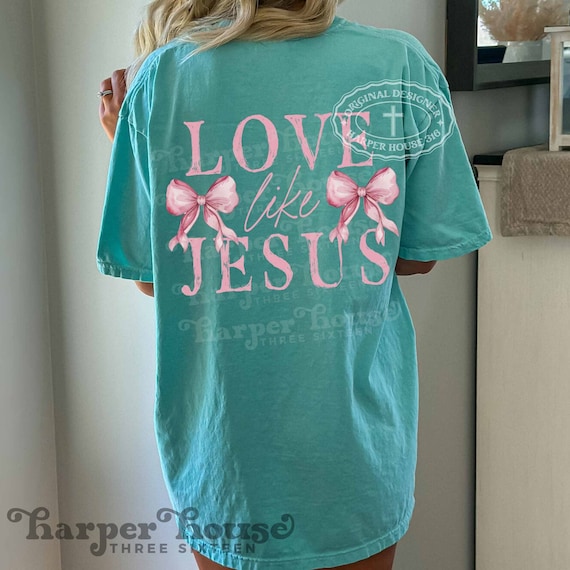 Love Like Jesus Png, Bow PNG, Jesus Sublimation Designs Png, Religious Faith Png, Bible Verse Svg File For Sublimation, Coquette Bow PNG