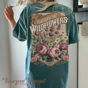 Consider the Wildfowers PNG Vintage Jesus Shirts Womens Christian Graphic Tees Botanical Shirt Designs