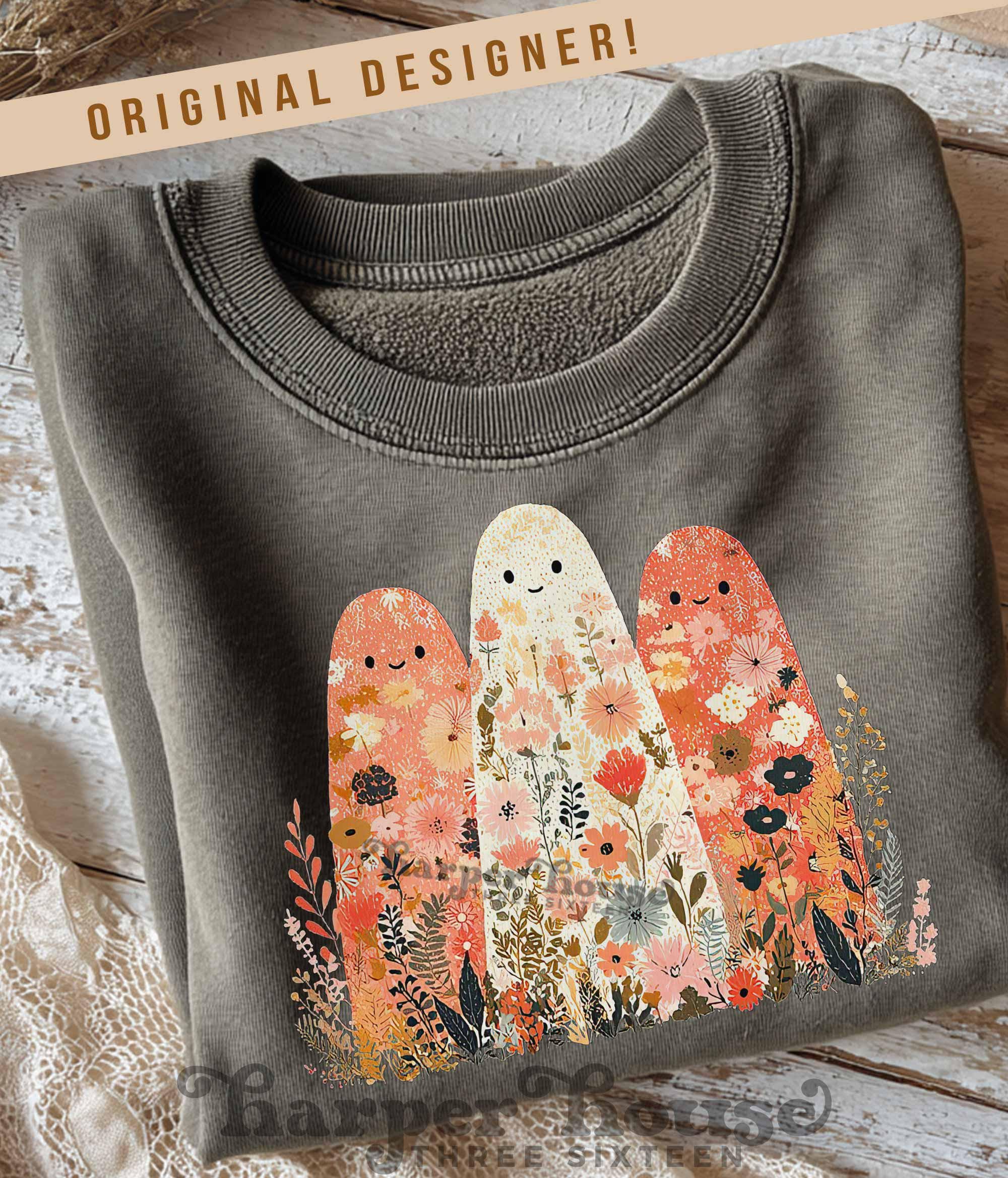 Ghost PNG Floral Halloween Png Cute Fall Sublimation Designs Autumn ...