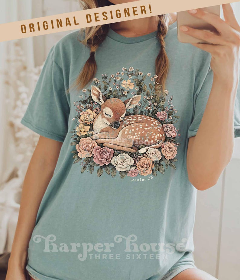 Psalm 23 Herfst Png Bosdieren Sublimatieontwerpen Boho Bloemen DTF Transfers Herfst T-shirts Trending Png Schattig Hert Clipart Cottagecore PNG afbeelding 9