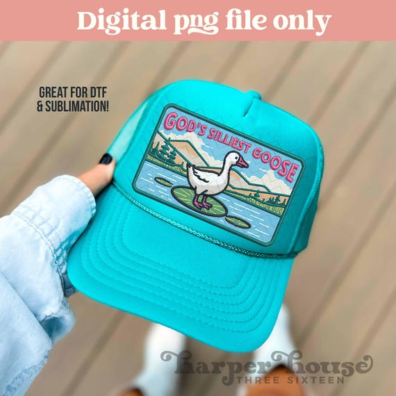 Silly Goose Hat PNG Trucker Hat Patch PNG Faux Embroidered Cute Sublimation Designs Trendy Summer PNG for Hats Popular Hat Bar Patches Svg